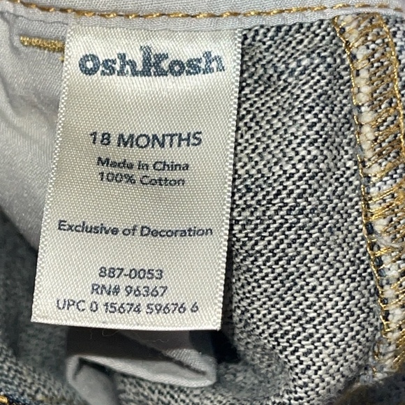 Oshkosh B'Gosh Vestbak Overalls Jean Denim Plaid Flannel Patch Bibs Boys 18 m - Picture 9 of 9